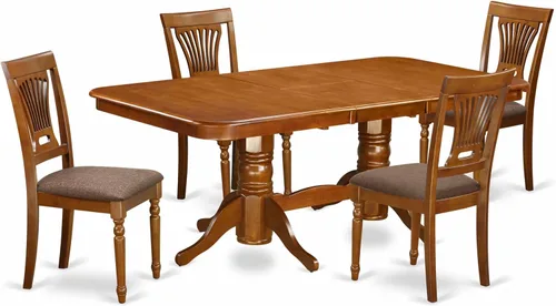 Vista 17 de East West Furniture NAPL7-WHI-C - Juego de mesa de cocina de 7 piezas que consta de una mesa de comedor rectangular con hojas de mariposa y 6 sillas