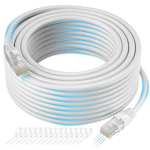 Vista 7 de Cable Ethernet Cat 6 de 25 pies, cable de Internet Cat6 largo de alta velocidad, cable de conexión sin enganches, flexible, red, LAN, PoE, conector