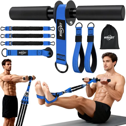 Vista 10 de 195LBS Heavy Duty Pedal Resistance Band with Handle, Sit Up Exercise Equipment for Men Foot Pedal Exerciser Band for Home Gym, Abs, Core, Arm &