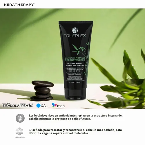 Vista 7 de KERATHERAPY Bamboo Miracle Reconstructor Bond Repair Tratamiento, 6 onzas, 6.0 fl oz – Protección térmica vegana y fortalecedor del cabello