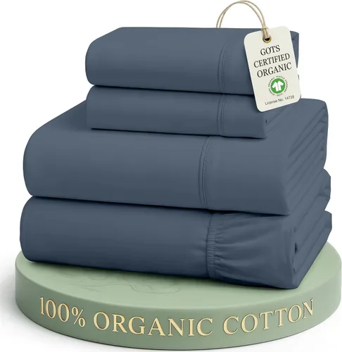 Vista 38 de LANE LINEN - Juego de 2 sábanas de fibras largas 100 % algodón orgánico, percal de fibras largas, ultrasuave y transpirable, para colchones de hasta