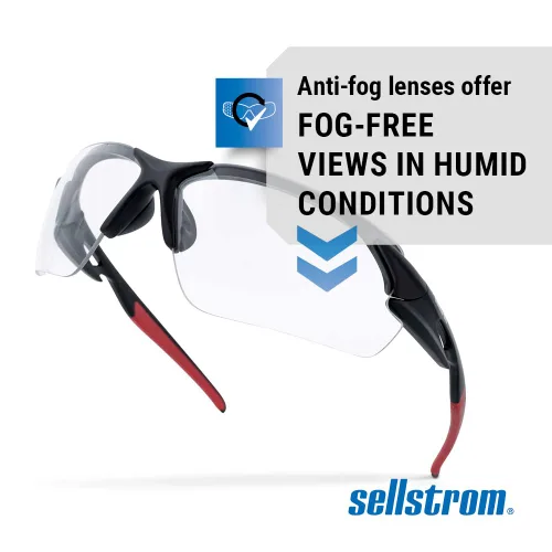 Vista 5 de Sellstrom Gafas de seguridad XP450, antivaho y 99% UV, alto impacto, antideslizante, protección ocular para hombres y mujeres, para usos