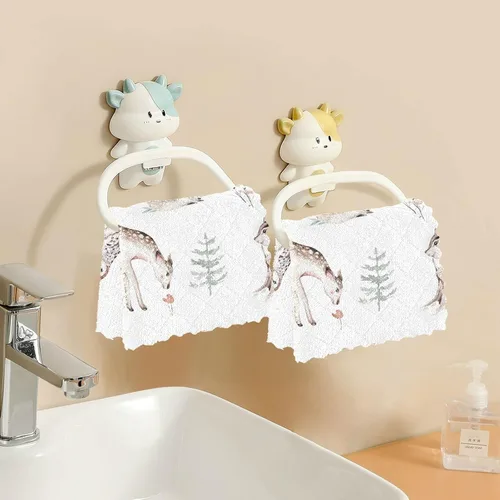 Vista 6 de CaTaKu Paños de cocina de animales del bosque de acuarela, paquete de 6 trapos reutilizables para lavar, paños de limpieza de microfibra, paños