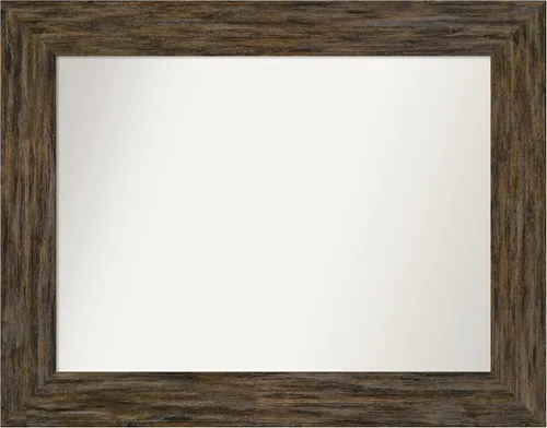 Vista 69 de Amanti Art Espejo personalizado, espejo de baño marrón Fencepost, espejo de pared o espejo de tocador de baño sobre el fregadero (27 x 27 pulgadas)