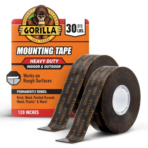Vista 14 de Gorilla Cinta de montaje de doble cara de servicio pesado XL, 1 "x 120", negro (paquete de 1) Holds up to 30lbs, Industrial Strength Adhesive for