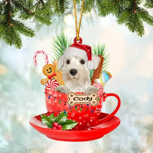 Vista 47 de NAZENTI Adorno personalizado de Alaskan Malamute en taza roja, adorno de Navidad personalizado para perros amantes de las mascotas, colgante