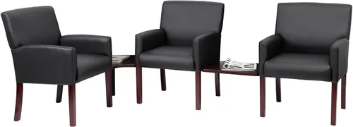 Vista 7 de Boss Office Products Caja de Recepción Silla Brazo con Acabado Caoba en Negro, 25"D x 24.5"W x 35"H