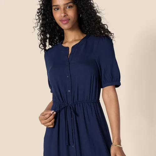 Vista 5 de Tienda Essentials Womens Fit and Flare Half-Sleeve Waisted Midi A-Line Dress with Pockets