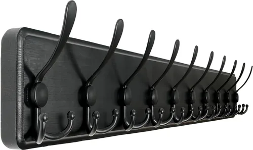 Vista 12 de WEBI Perchero de pared, ganchos para abrigos de pared rústicos, 16" de orificio a orificio, gancho grande para colgar en la pared, perchero