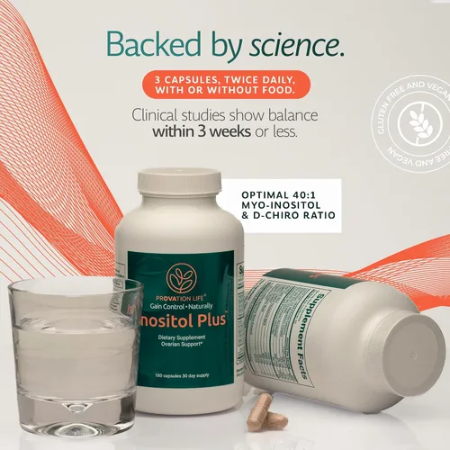 Vista 4 de Suplemento para mujeres, mezcla de mio-inositol y D-Chiro 40:1 con 12 ingredientes, 180 cápsulas