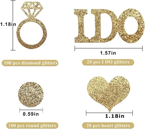 Vista 2 de Gold Wedding Confetti, 100 Pcs I DO Engagement (Pack of 2)