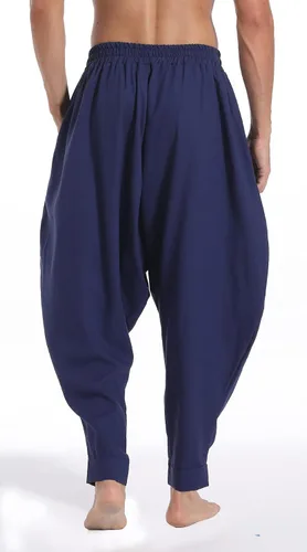 Vista 3 de perdontoo Pantalones de harén Aladdin estilo bohemio hippie con cordón para hombre