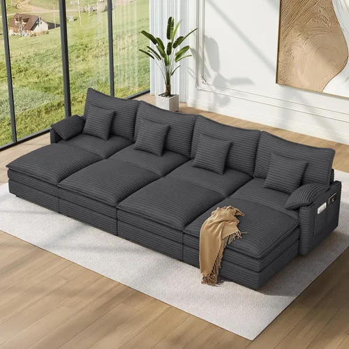 Vista 120 de Vesgantti Sofá modular de 108 pulgadas, cómodo sofá de nube con asiento profundo otomano movible, sofá modular en forma de L, sofás seccionales