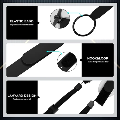 Vista 5 de (1 Pair) Orzero Adjustable Hand Grip Straps Accessories for Quest 2 VR Gaming Headset Controller, Handle Dropping Prevention - Black