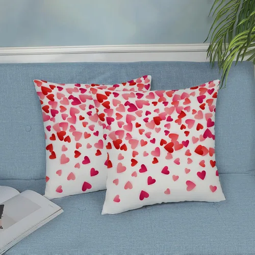 Vista 4 de Fundas de almohada para el Día de San Valentín de 16x16 pulgadas, juego de 2, rosas, corazones de amor, fundas para almohadas de San Valentín