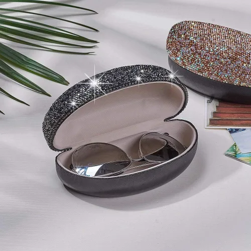 Vista 2 de XianghuangTechnology - Funda rígida para gafas de sol con cristales brillantes