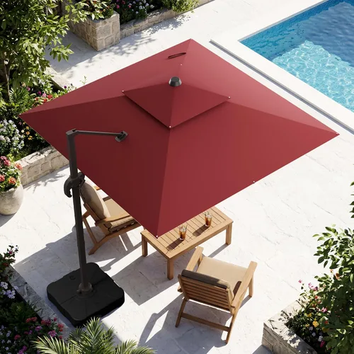 Vista 43 de Sombrilla voladiza para patio, 9 x 12 pies, sombrilla giratoria Beige