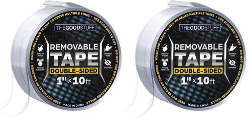 Vista 10 de The Good Stuff Cinta de doble cara resistente [1 pulgada x 10 pies] Nano cinta transparente para montaje – Cinta de montaje reutilizable de 2 caras