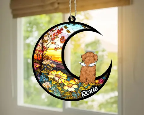Vista 904 de LOVELYPOD Adorno de Navidad personalizado para perro Basset Hound (marrón) Basset Hound (marrón) adorno para atrapasoles de perro, razas de perros