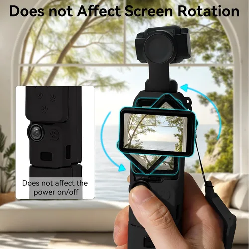 Vista 4 de Funda de silicona Pocket 3: Funda protectora Protector de lente compatible con cámara Vlogging DJI Osmo Pocket 3 Creator Combo Accesorios (negro)