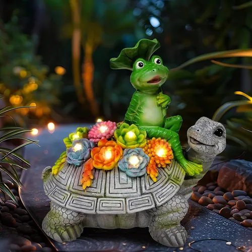 Vista 10 de Luces solares de jardín para exteriores, estatuas de oso negro con girasoles, decoración de escultura, regalos de madre para mujeres, hombres