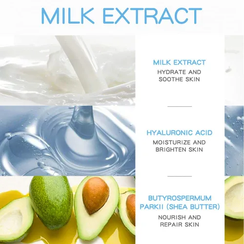 Vista 3 de Crema de leche facial, hidratante nutritiva reparadora de la piel, hidratante facial para hidratar y suavizar la piel seca, piel firme, crema de día