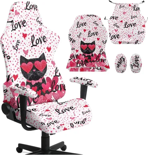 Vista 14 de Heart Gaming Chair Cover for Desk Chair Stretchy Armrest Covers Washable Ergonomic Office Seat Cover Dustproof Gaming Chairs Easy to Fit Home Office