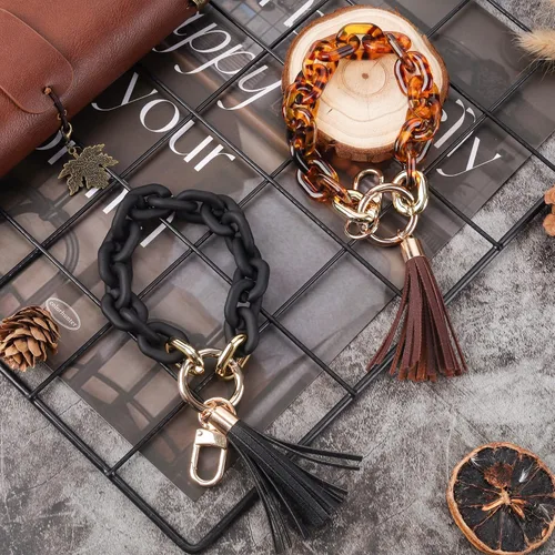 Vista 5 de Llavero de silicona para mujer, pulsera con cuentas para automóvil