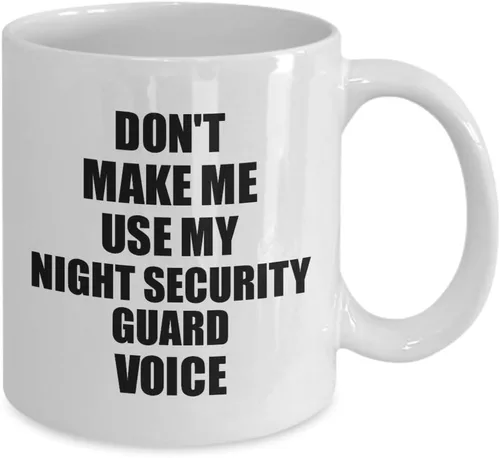 Vista 2 de Night Security Guard Mug Coworker Gift Idea Funny Gag For Job Coffee Tea Cup Voice