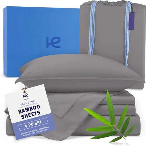 Vista 25 de Kickoff - Juego de sábanas de bambú de viscosa de tamaño individual, 3 piezas, 100% viscosa de bambú orgánico, juego de sábanas refrescantes