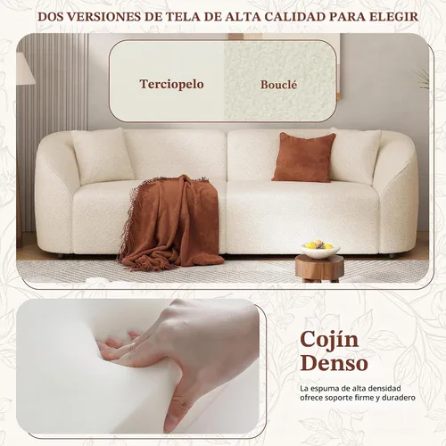 Vista 8 de Christopher Knight Home Sabbo - Sofá tapizado Boucle de 87.50 pulgadas, sofá de 2 plazas de gran tamaño, sofá de descanso curvado suave, cómodo sofá