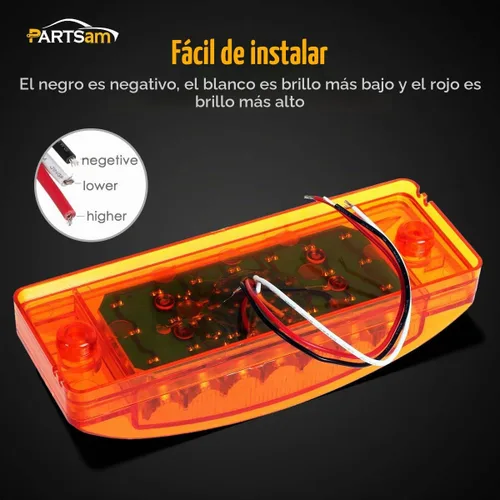 Vista 5 de Partsam 2 luces rectangulares ámbar de 6 pulgadas, 21 LED, señal de giro de 6 x 2, luces rectangulares de liquidación para remolque, camión
