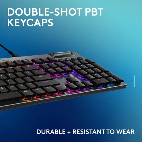 Vista 7 de Logitech G Teclado mecánico para juegos 915 X, teclas PBT de doble disparo, teclas totalmente programables, teclados RGB retroiluminados para MacPC