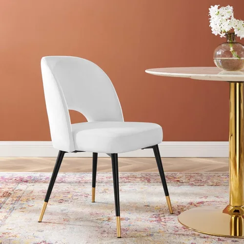 Vista 2 de Modway Rouse Performance - Silla de comedor de terciopelo en color blanco, 23 x 20 x 32