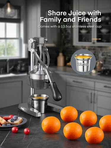 Vista 5 de FOHERE Exprimidor de Jugo de Naranja, Exprimidor de Limón de Hierro Fundido, Exprimidor de Cítricos Comercial de Mano para Naranja, Limón, Granada