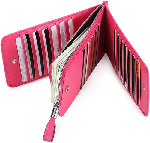 Vista 5 de Cartera de piel auténtica para mujer, con cremallera larga con cremallera RFID