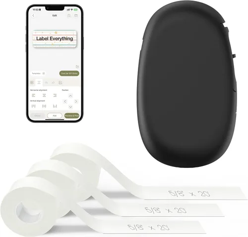 Vista 12 de SUPVAN E10 - Máquina etiquetadora Bluetooth con cinta, color negro Fits Continuous & Die-Cut Waterproof Label, Easy App Editing, Rechargeable