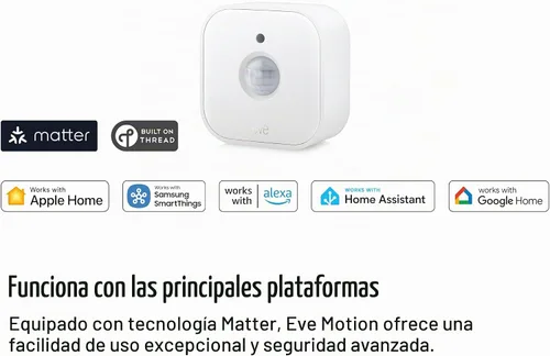 Vista 2 de Eve Motion (Matter) Paquete de 3 – Sensor Inteligente de Movimiento y Luz, IPX3, Activación Automática de Dispositivos, A Prueba del Futuro