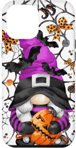 Vista 25 de iPhone 16 Lindo gnomo de Halloween para mujeres y bruja púrpura Witchy Boo Case