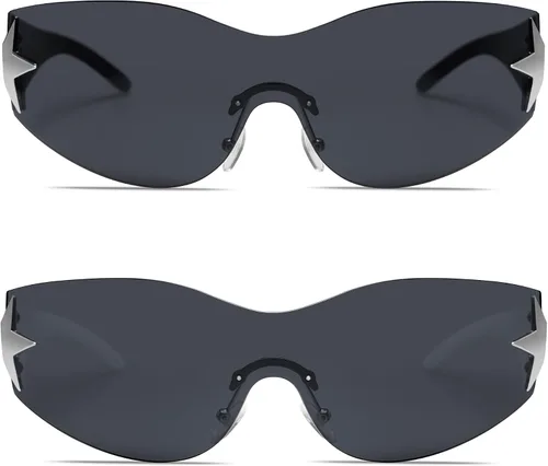Vista 4 de Allarallvr Y2K AR82143 - Gafas de sol para mujer y hombre gafas de sol envolventes