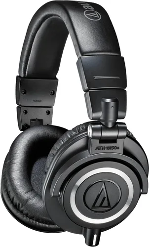 Vista 2 de Audio-Technica ATH-M50x - Auriculares profesionales para monitor de estudio, paquete negro con funda de auriculares de cuerpo duro