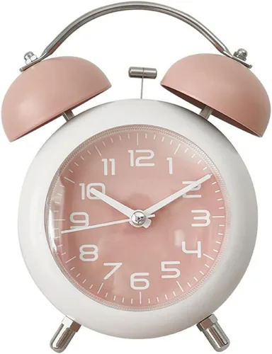 Vista 8 de TXY Reloj despertador, reloj analógico de mesa de escritorio de metal de 4 pulgadas, silencioso con luz nocturna para dormitorio, hogar, oficina