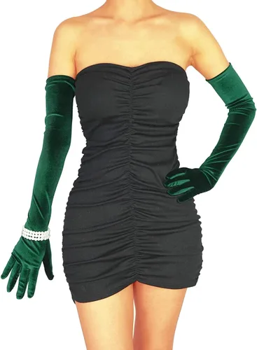 Vista 3 de XXDingbs - 2 guantes de terciopelo para mujer de 24 pulgadas de largo con accesorios de perlas para boda, ópera, cena, fiesta, 1920