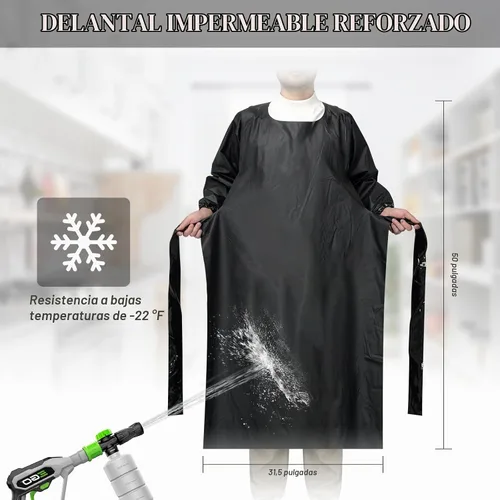 Vista 5 de ELEBOX Waterproof Apron with Long Sleeves, Safety Apron Work Uniform for Men & Women, Chemical Resistance Anti-Tear Apron Negro