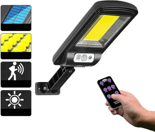 Vista 6 de Luces solares impermeables IP65 para exteriores, sensor de movimiento para valla, patio, decoración de pared, luces solares para exteriores con 3