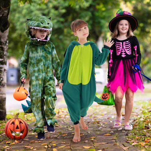 Vista 2 de Mameluco de dinosaurio de dibujos animados de anime, pijamas, pijamas, disfraz de cosplay para niños y adultos, fiesta de Halloween