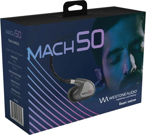Vista 11 de Westone Audio IEM universal MACH 50 IEM de 3 vías, 5 controladores, gris, negro