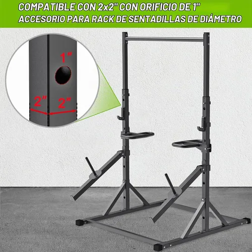 Vista 2 de SELEWARE Dip Bar Attachment for Power Rack, 2 x 2 Tube, Multi Grip Handle Estante de 2" x 2" con orificio de 1