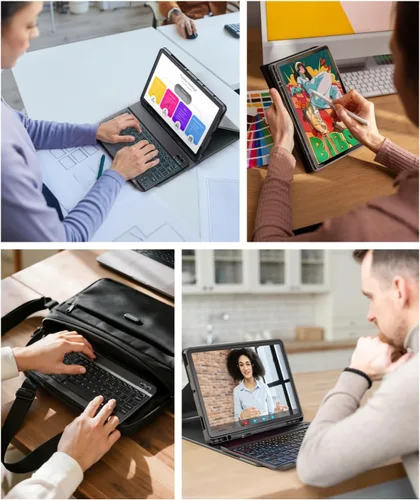 Vista 9 de Funda para tablet A8 con teclado Samsung Galaxy Tab A8 de 10.5 pulgadas 2021/2022 SM-X200, SM-X205 Dazzle Magic Keyboard retroiluminado Soporte