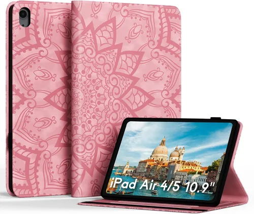Vista 29 de Funda para tablet iPad Air de 11 pulgadas, diseño de diente de león con soporte para lápiz Apple, cierre magnético y recortes precisos, compatible